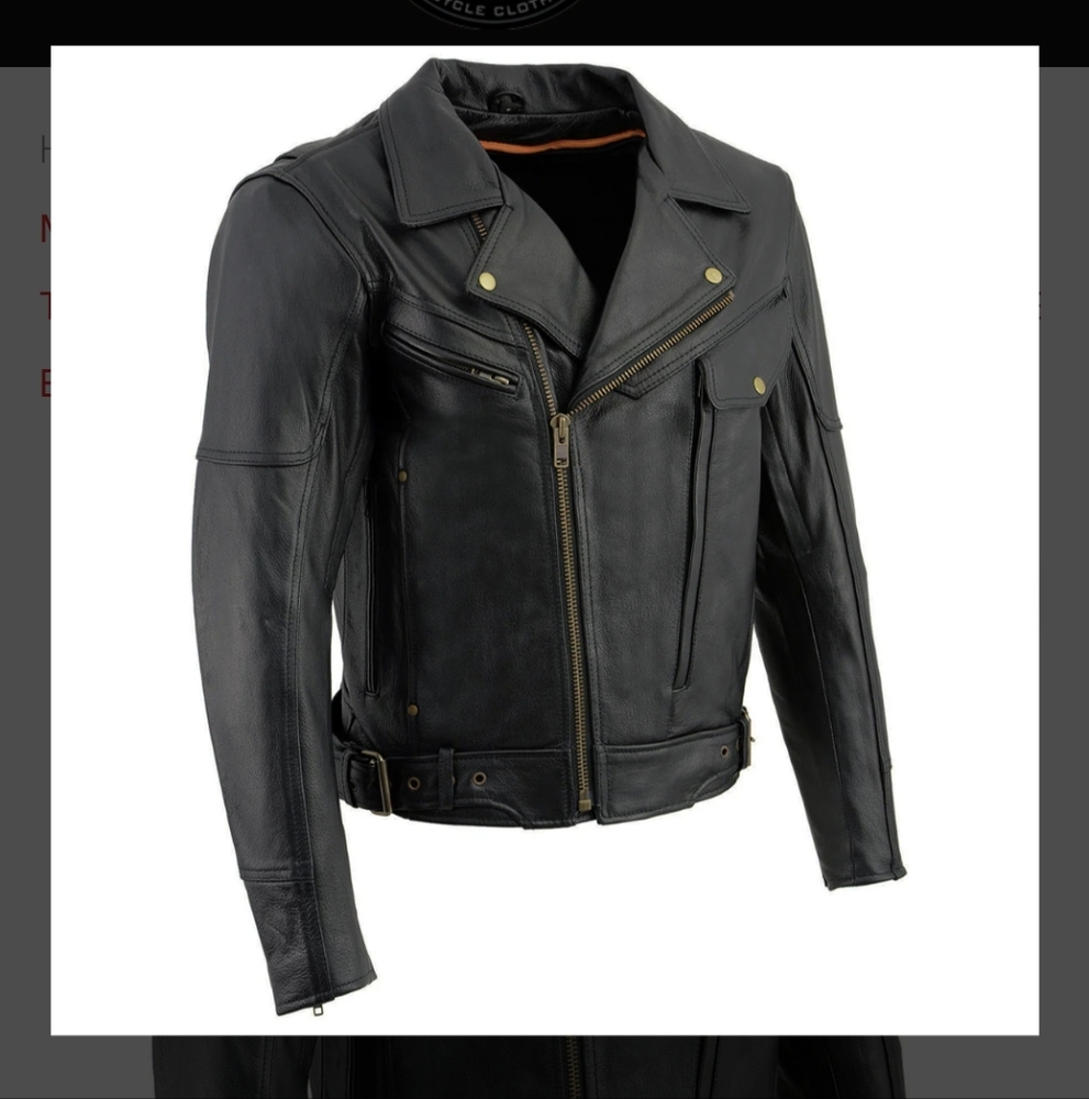Milwaukee Leather Men's Black Thick Leather Motorcycle Jacket